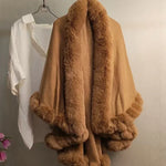 Stylish Knitted Cape For Women With Furry Collar - Warm Autumn & Winter Outerwear - Allen-Fitness