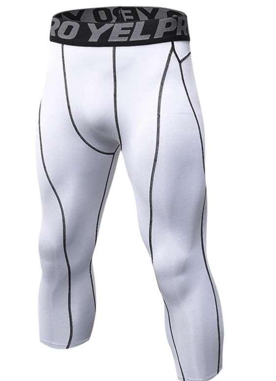 Men's 3/4 Compression Sports Leggings - Flexible Running Tights - Allen-Fitness
