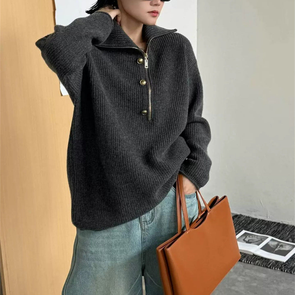 Half zip stand up collar sweater
