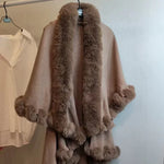 Stylish Knitted Cape For Women With Furry Collar - Warm Autumn & Winter Outerwear - Allen-Fitness