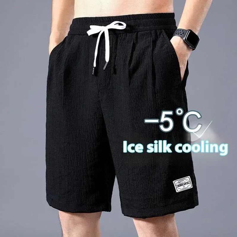 Summer Ice Silk Men’s Sports Shorts Quick-drying Knee Length: Summer Shorts for Men - Allen-Fitness
