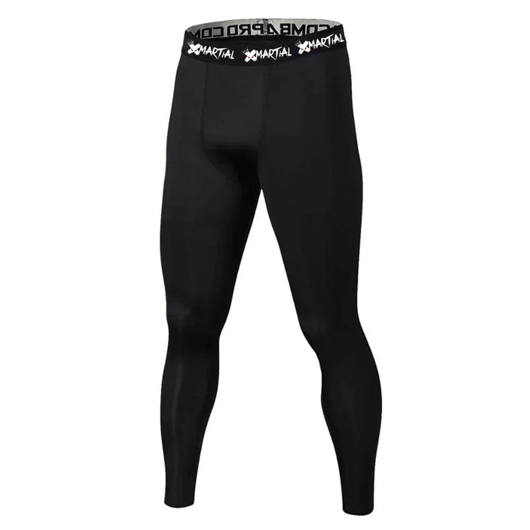 Men's Quick-Drying High Elastic Fitness Leggings - Breathable & Slim Fit - Black - Allen-Fitness
