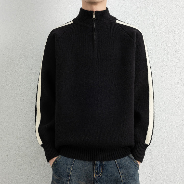 Men's Half Zip Mock Neck Sweater Long Sleeve Thermal Knitwear