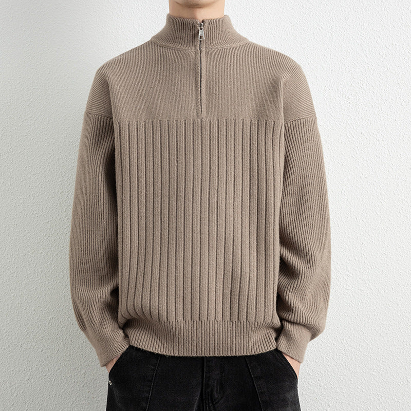 Men's  Relaxed Fit Stand Collar Knitted Jacket Casual Top
