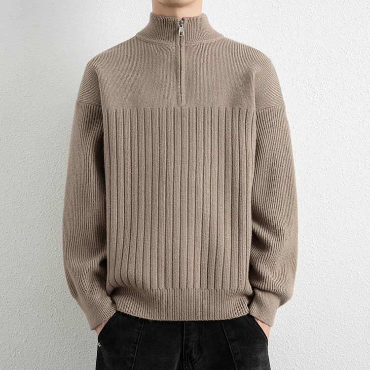 Men's  Relaxed Fit Stand Collar Knitted Jacket Casual Top