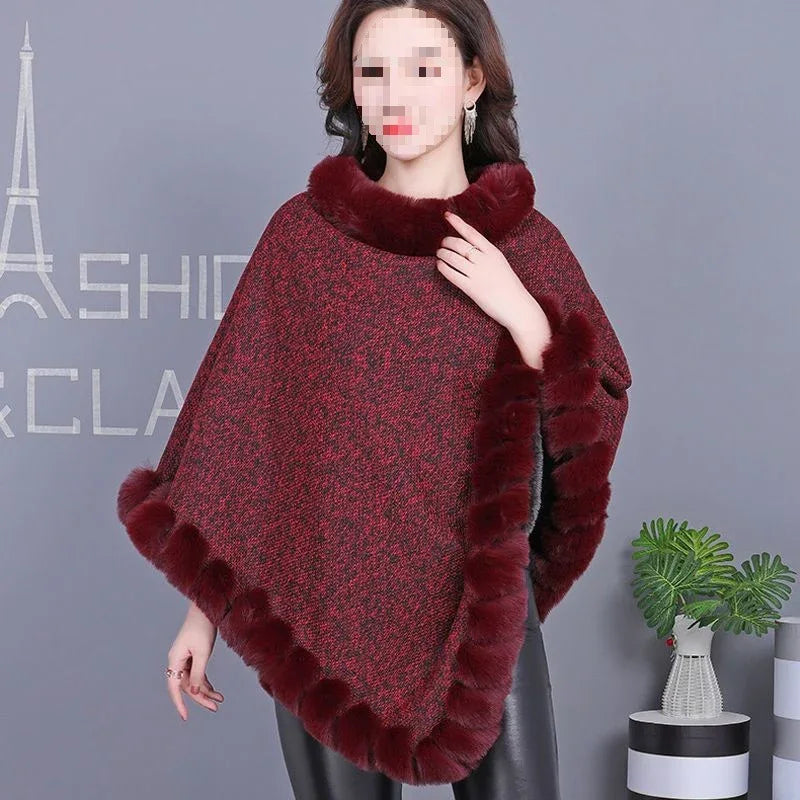 Leopard-Print Thickened Velvet Oversized Cloak - Cozy, Stylish Merino Wool Pullover Shawl - Allen-Fitness