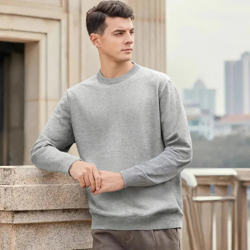 Thickened White Knit Base Layer Top - Warm Cotton Slim Fit Pullover, Available in Multiple Colors - Allen-Fitness