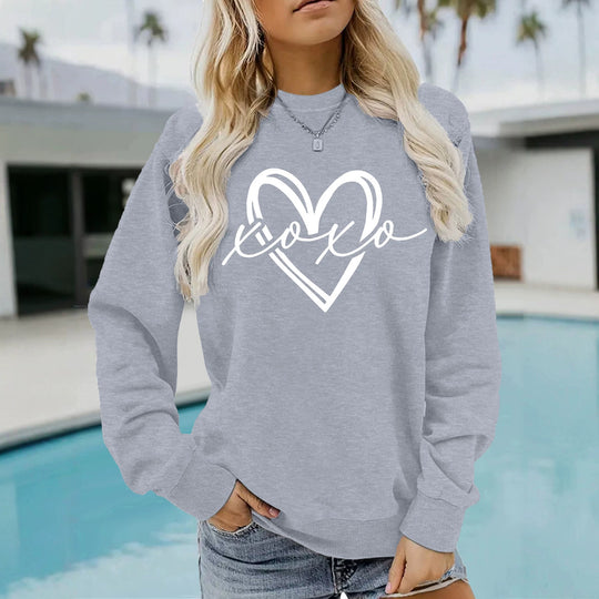 Printed round neck fleece hoodie
