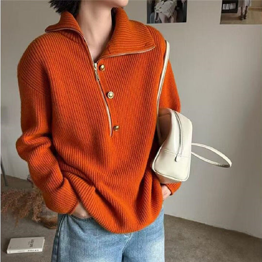 Half zip stand up collar sweater