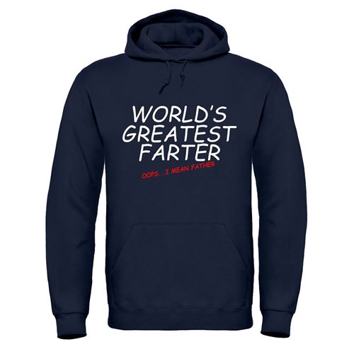 Various color options available for Father's Day - Greatest Farter Hoodie displayed side by side.