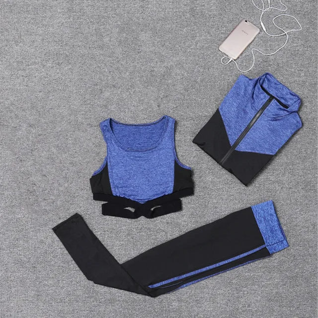 5 pieces sets coat+t shirt+bra+shorts+leggings women yoga clothing quick dry outdoor sports running fitness gym ropa deportiva