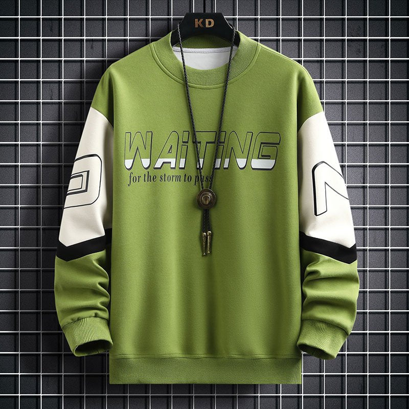 Color Block Print Long Sleeve Crew Neck Sweatshirt
