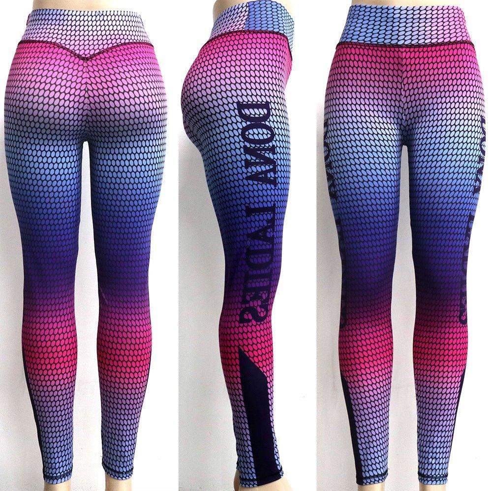 3D printed professional yoga pants for women with elastic training bottoms, high waisted fitness pants, slimming and lifting buttocks - Allen-Fitness
