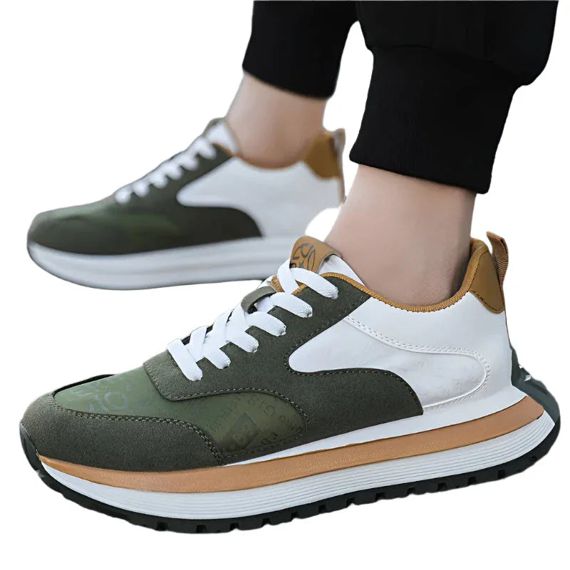 Men's Casual Sneakers- Comfortable, Non-Slip, Lace-Up Shoes with Embossed "TEAM" Design - Allen-Fitness