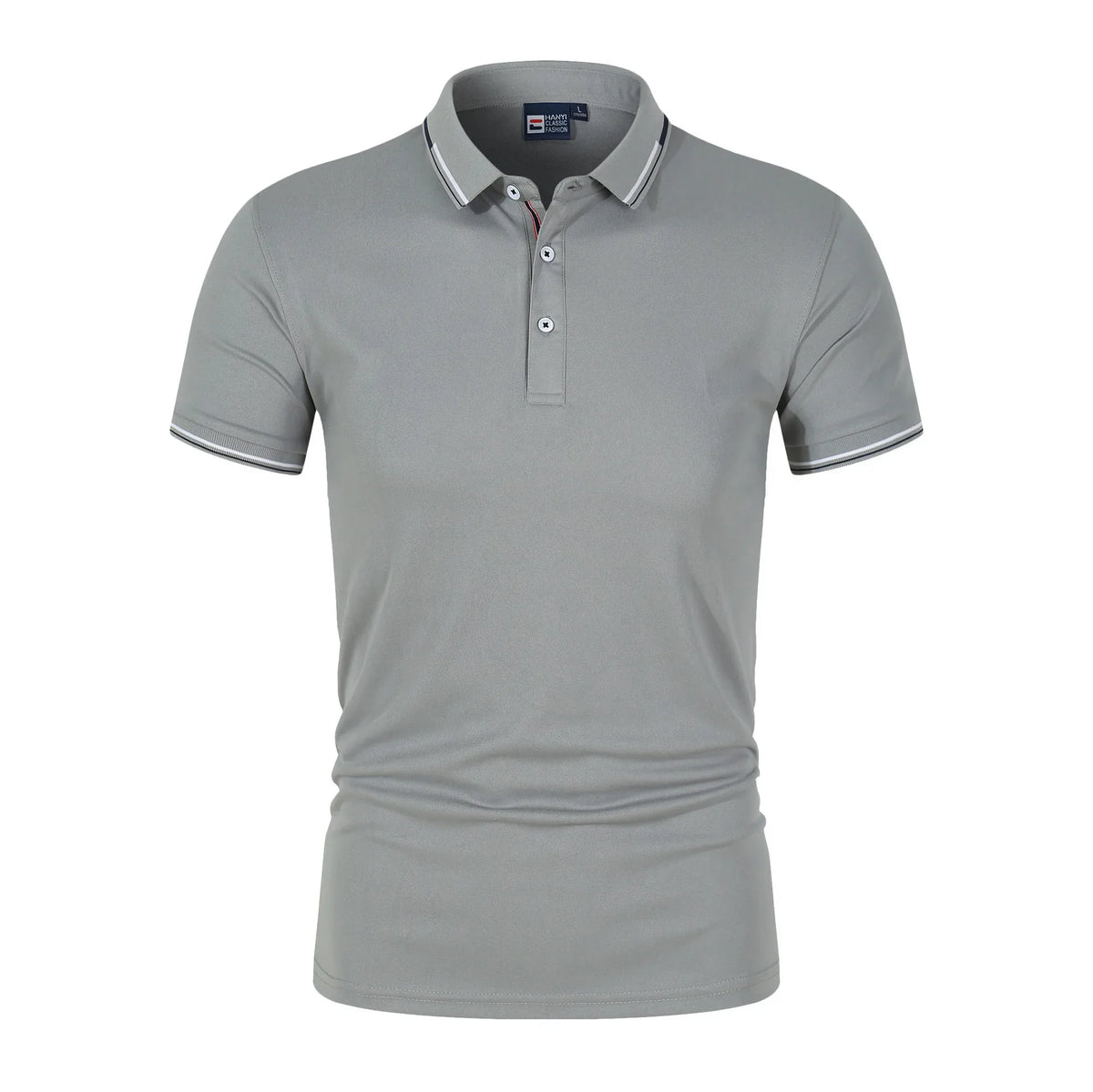 Solid-color Mens Polo Shirt With A Stand-up Collar And Short Sleeves - Allen-Fitness