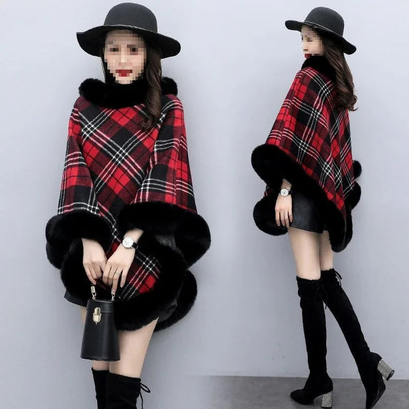 Leopard-Print Thickened Velvet Oversized Cloak - Cozy, Stylish Merino Wool Pullover Shawl - Allen-Fitness