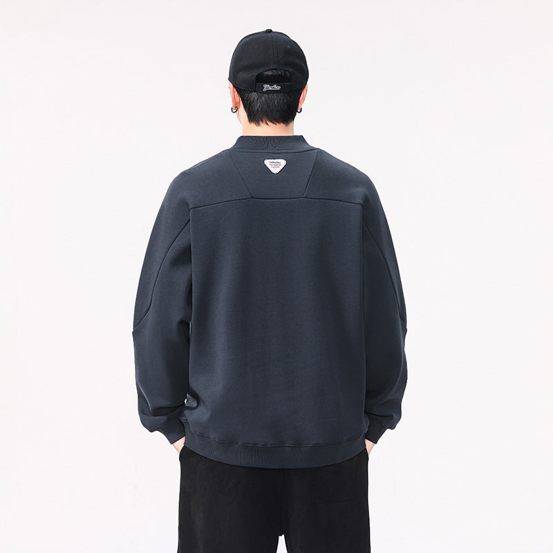 Men's heavyweight half zip sweatshirt relaxed fit navy