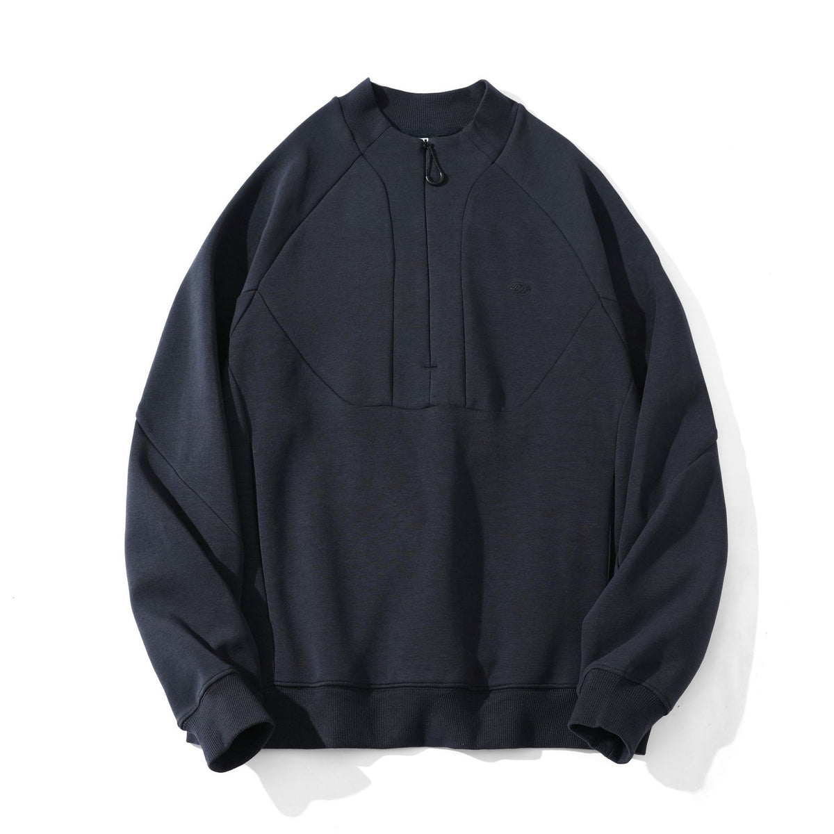 Men's heavyweight half zip sweatshirt relaxed fit navy