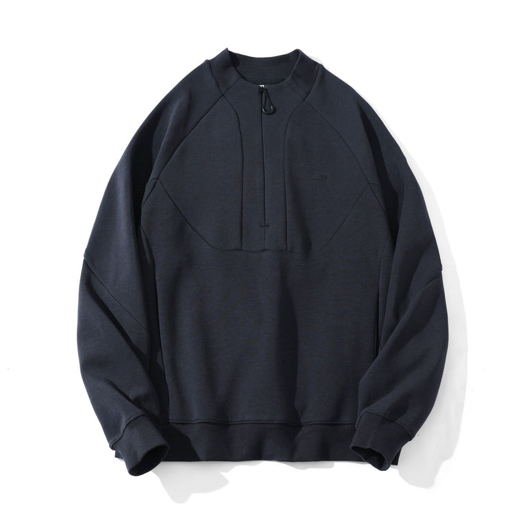Men's heavyweight half zip sweatshirt relaxed fit navy