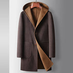 Mens Mid-Length Wool Coat With A Hood Reversible Style - Allen-Fitness