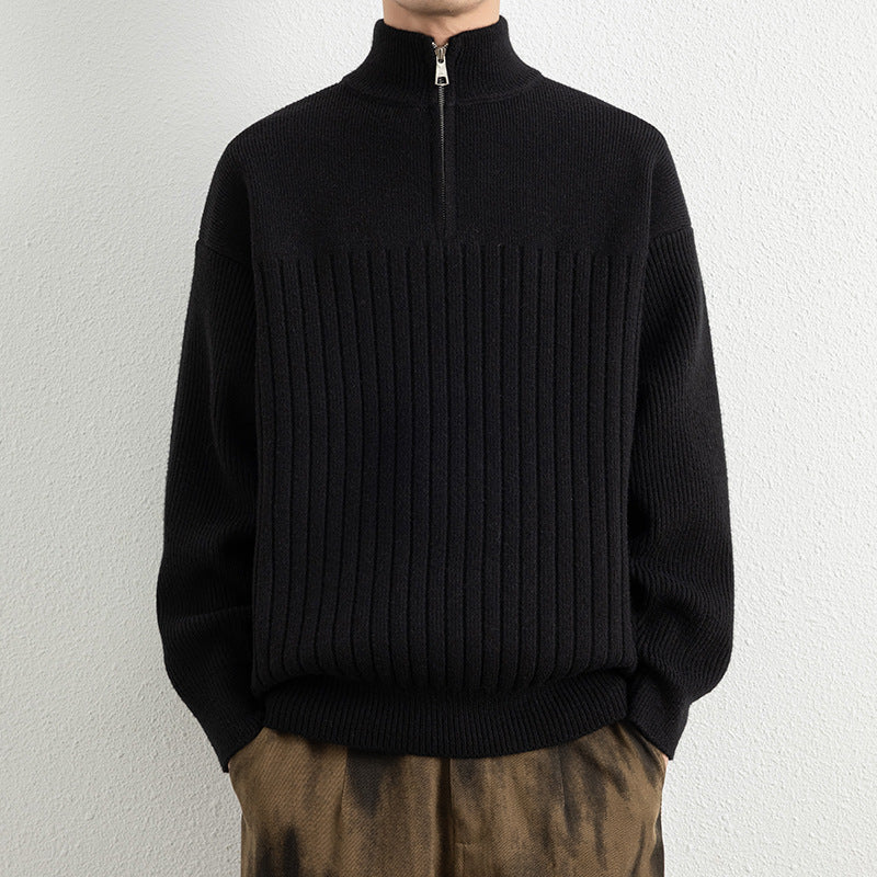 Men's  Relaxed Fit Stand Collar Knitted Jacket Casual Top