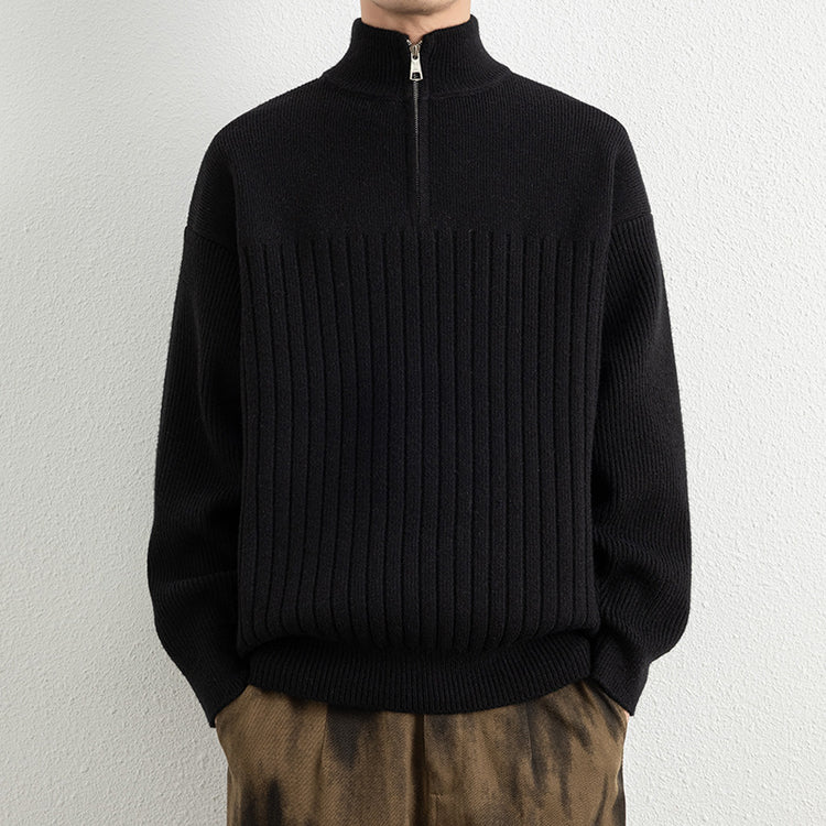 Men's  Relaxed Fit Stand Collar Knitted Jacket Casual Top