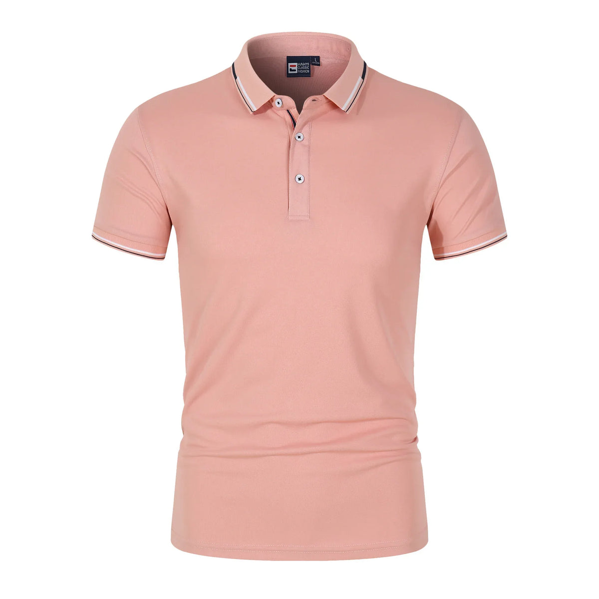 Solid-color Mens Polo Shirt With A Stand-up Collar And Short Sleeves - Allen-Fitness