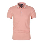 Solid-color Mens Polo Shirt With A Stand-up Collar And Short Sleeves - Allen-Fitness