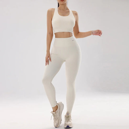 Peach Hip Fitness Pants Set Yoga Running Quick Dried Bra Slimming Leggings Bottom 9/4 Pants