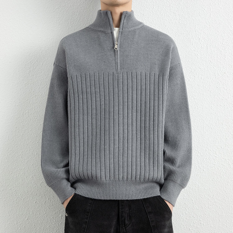 Men's  Relaxed Fit Stand Collar Knitted Jacket Casual Top