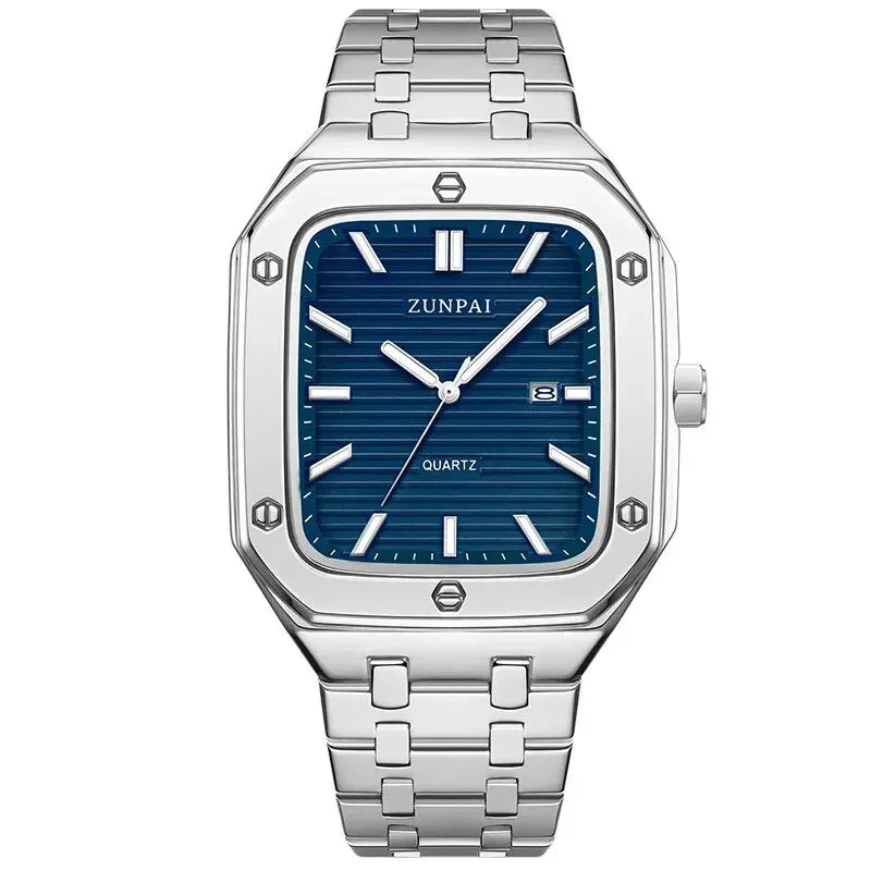 Stylish Mens Stainless Steel Square Watch - Allen-Fitness