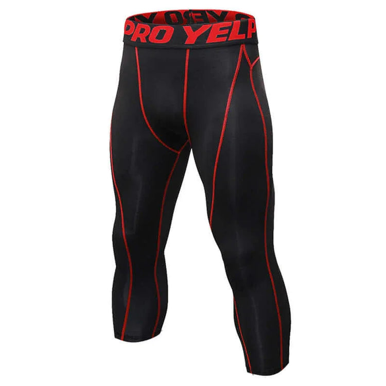 Men's 3/4 Compression Sports Leggings - Flexible Running Tights - Allen-Fitness