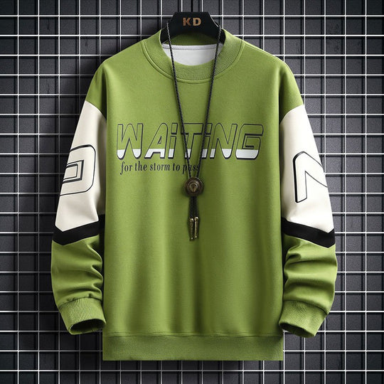 Color Block Print Long Sleeve Crew Neck Sweatshirt