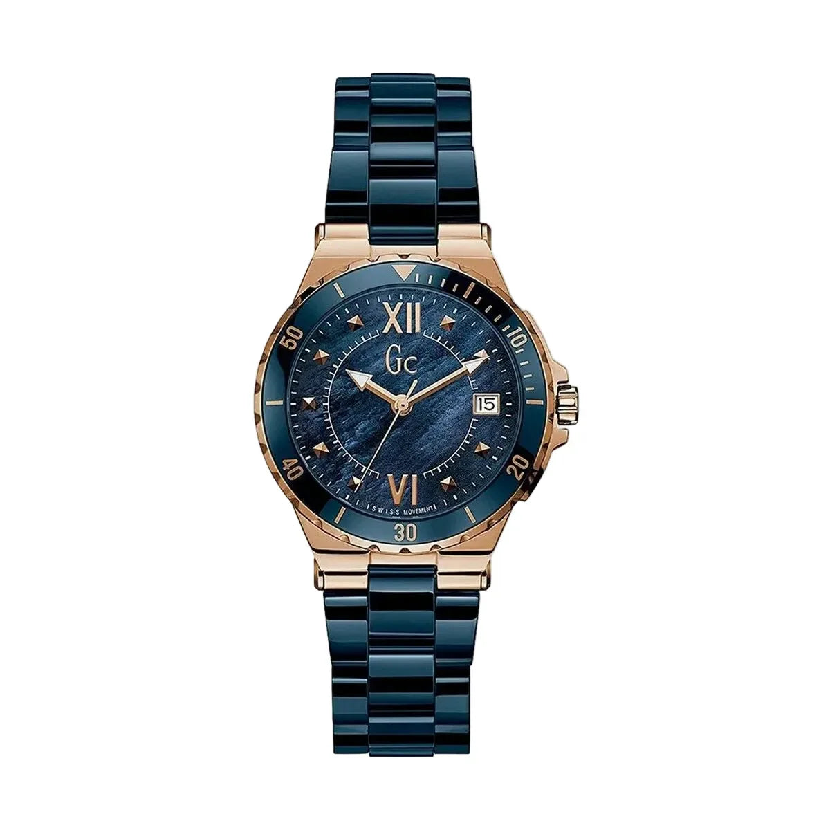 Ladies' Watch GC Watches Y42003L7 - 36mm Blue Dial with Pink Stainless Steel Case - Allen-Fitness