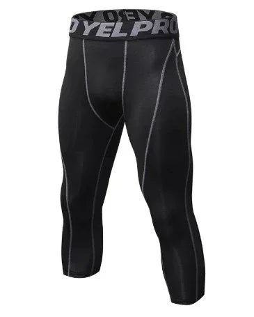 Men's 3/4 Compression Sports Leggings - Flexible Running Tights - Allen-Fitness