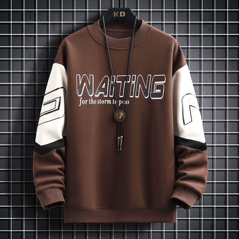 Color Block Print Long Sleeve Crew Neck Sweatshirt