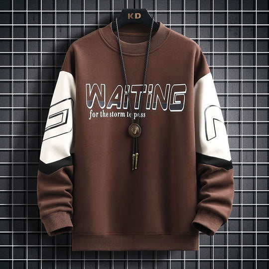Color Block Print Long Sleeve Crew Neck Sweatshirt