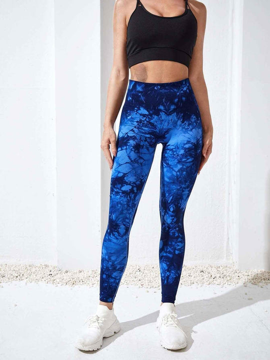 Tie Dye Yoga Pants with Trendy Design &amp; High-Rise Waistband - Allen-Fitness