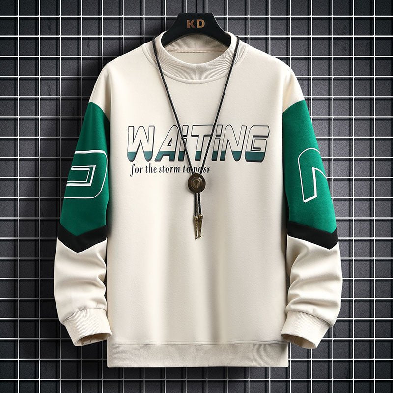 Color Block Print Long Sleeve Crew Neck Sweatshirt