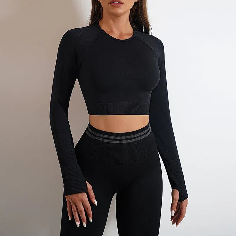Seamless Yoga Pants Peach Hip Autumn And Winter Sports Bodybuilding Pants Top Suit - Allen-Fitness