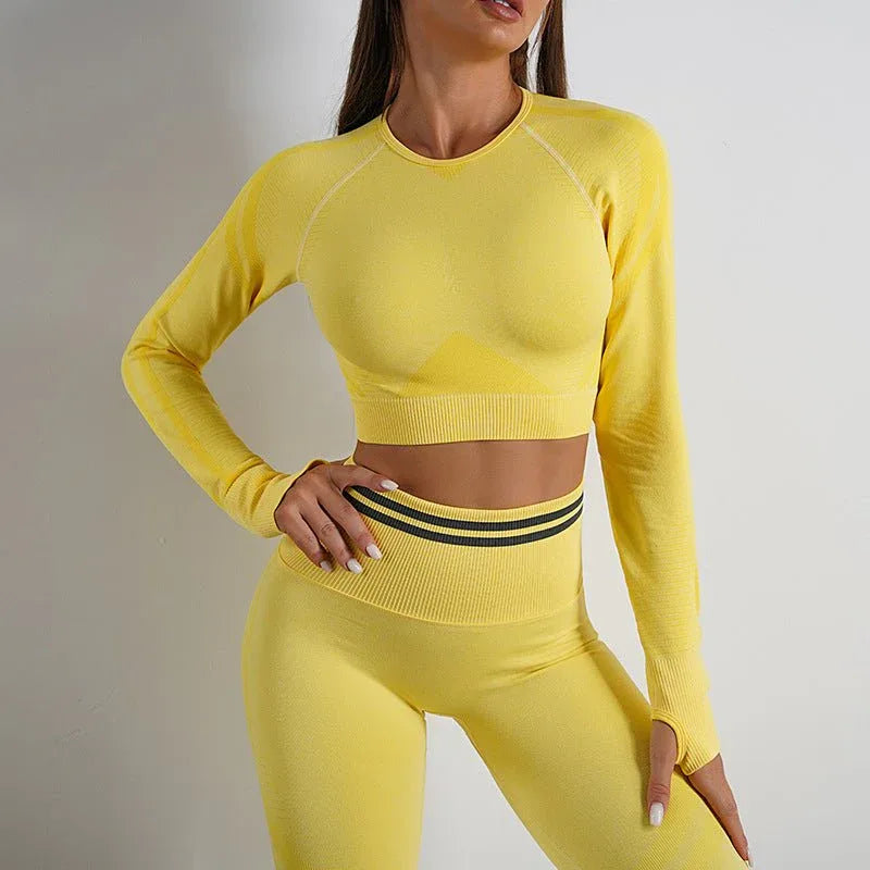 Seamless Yoga Pants Peach Hip Autumn And Winter Sports Bodybuilding Pants Top Suit - Allen-Fitness