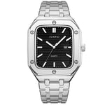 Stylish Mens Stainless Steel Square Watch - Allen-Fitness