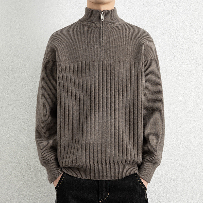 Men's  Relaxed Fit Stand Collar Knitted Jacket Casual Top