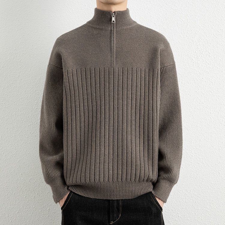 Men's  Relaxed Fit Stand Collar Knitted Jacket Casual Top