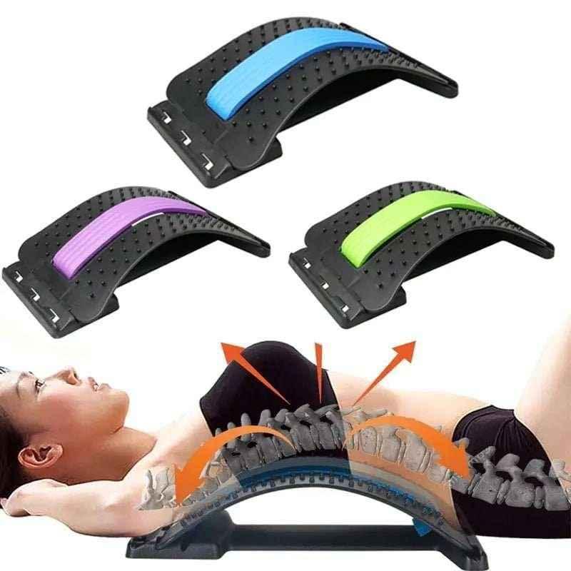 Back Massager Stretcher Equipment for Spine Pain Relief – Ergonomic Lumbar Support Tool - Allen-Fitness