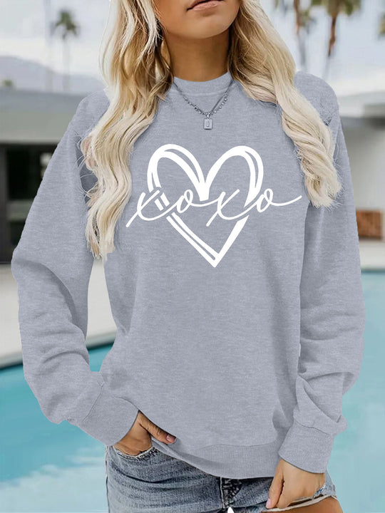 Printed round neck fleece hoodie