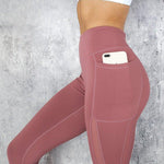 CHRLEISURE High Waist Pocket Leggings - Solid Color Workout Leggings for Women - Allen-Fitness