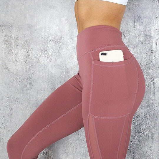 CHRLEISURE High Waist Pocket Leggings - Solid Color Workout Leggings for Women - Allen-Fitness