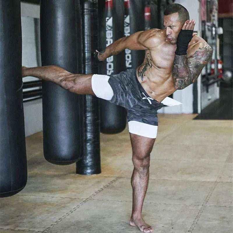 Camo Jogging Workout Shorts for Men - 2-in-1 Design, Quick Dry, Comfortable Fit - Allen-Fitness