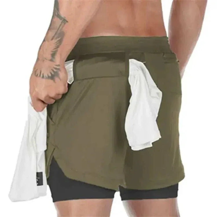 Camo Jogging Workout Shorts for Men - 2-in-1 Design, Quick Dry, Comfortable Fit - Allen-Fitness